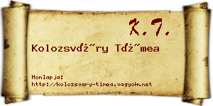 Kolozsváry Tímea névjegykártya